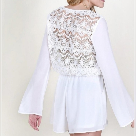 ALTAR'D State Lace Back Tie Waist Romper - Picture 1 of 9